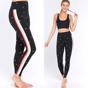 Spiritual Gangster Rainbow Side Stripe HighWaist 7/8 Leggings Pants NWOT